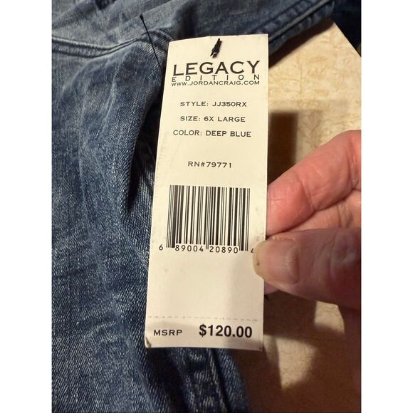 JORDAN CRAIG Mens Distressed / Stretch Denim  Jacket Deep Blue   (Blue Wash) Sz - Picture 3 of 7